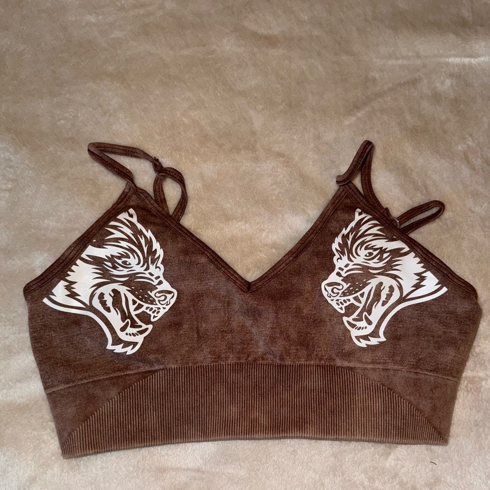 Darc Sport Brown Bralette with White Wolf Graphics